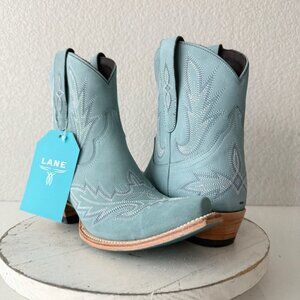 Lane LEXINGTON Womens Cowboy Bootie 8.5 Western Blue Leather Cowgirl Short Boots